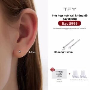 TFY | Vòng Tai Bạc Sterling Thân thiện với Tai Elegent Minimalist Không Cần Tháo