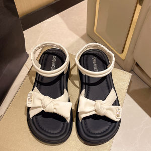 Comfortable Butterfly Knot Roman Sandals Womens Trendy Summer Open Toe Casual Thick Bottom Shoes Fashionable Flat Heels