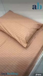 Stripe white bedsheet with 2 pillowcase include customized size 8to12 inches foam (Canadian cotton)