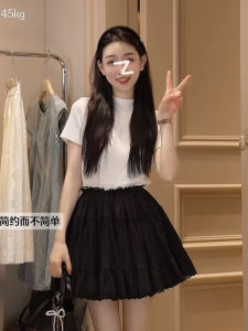 Elegant Ice Silk Thin T-Shirt Short Sleeve Womens Fashion Shoulder Line High Collar Top for Autumn Season Polyester Material