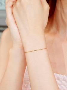 ZHOU LIU FU 周六福 750/18K Gold Chain Bracelet Simple Link Bracelets for Women Mom Mother Lover Birthday Anniversary 16+3CM C0713952