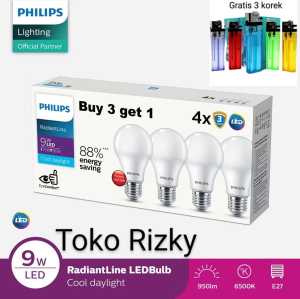 Lampu Philips 9 Watt 4 pcs super terang. Philips Lampu LED Paket Philips Lampu LED Paket Lampu Lebih Cuan Beli 3 Gratis 1 Radiantline Trueforce 9W 6500k Putih