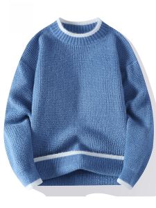 ROMON | เสื้อสเวตเตอร์ถักนิตติ้งคอตั้งทรงหลวมสำหรับผู้ชาย ฤดูใบไม้ร่วง/ฤดูหนาว แฟชั่นใหม่ อบอุ่น แขนยาว ปกติ โพลีเอสเตอร์