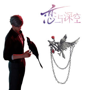 Games Love And Deep Space Sylus Crow Brooch Gothic Punk Coat Backpack Decoration Cosplay Accessories Women Brooch Jewelry Gifts