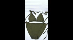 Bikini set ikat tali lebar BI A77 ada spon bahan elastis lembut