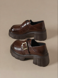 Josiny | Thick Sole Coarse Heel Loafer