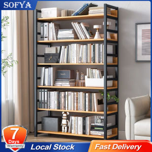 6 Tier Book Shelf Buku Rak Wooden Rack Home Office Metal Frame Shelf Display Bookcase Shelves Corner Bookcase Multipurpose Buku Rak 书架/置物架