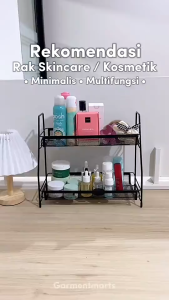 Rak Bumbu Besi Susun 2 Serbaguna Rak Kosmetik Multifungsi Tempat Makeup Estetik 2 Tingkat Anti Karat