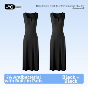 UPcosy | Black Long Summer Dress with Built-in Bra Modale