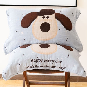 Khăn Trải Giường Cotton Mềm Mại Thấm Hút Mồ Hôi Thoáng Khí Hình Chú Chó Tai Lớn Dùng Cho Một Người Dùng Khăn Trải Giường