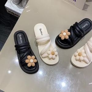 Summer Women Thick-soled Floral Beach Shoes Lady Roman-style Non-slip Outdoor Slipper Adult Soft-soled Casual Shoes Home Slipper