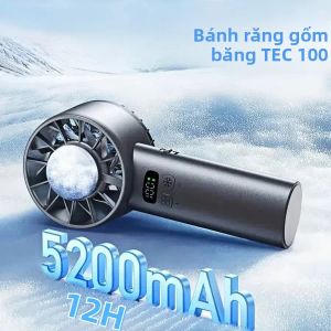 Quạt Cầm Tay Di Động Có Thể Sạc Lại USB 5200mAh Có Màn Hình LED Và Làm Lạnh Bán Dẫn 100 Tốc Độ Để Làm Mát Băng Đôi Ngoài Trời