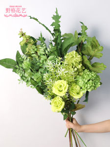 Green Silk Flowers for Wedding Decoration Realistic Artificial Bouquet Festive Supplies Wedding Celebration Products