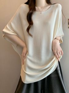 Batwing Short Sleeve Ice Silk T-Shirt Plus Size Loose Top