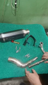 Avenis / Burgman stainless elbow with akraphovic long 51mm