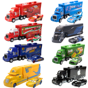 Disney Pixar Cars 3 Lightning McQueen Jackson Storm Chick Hicks Diecast Container Truck Metal Alloy Model Toys Birthday Gifts
