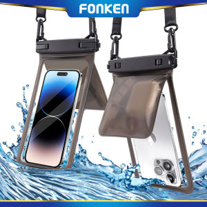 กระเป๋าใส่โทรศัพท์กันน้ำ FONKEN พีวีซีสองชั้นใส่กระเป๋ากันน้ำว่ายน้ำใต้น้ำ IPX8สำหรับโทรศัพท์ขนาด7.5นิ้ว