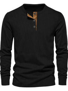 Mens Slim Fit Solid Color Long Sleeve Sweatshirt Casual Comfortable T-Shirt Fashionable Basic Style for All Seasons