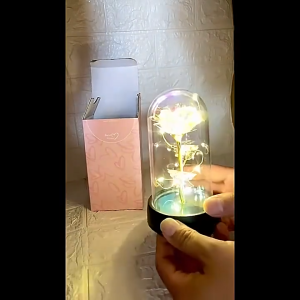 XT Eternal Galaxy Rose in Glass Dome with Romantic Flower Lights Lamp Romantic Artificial Flower Gift for Valentines Day Anniversary ChristmasMothers Day