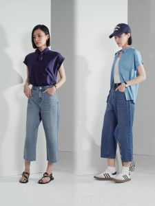 GIORDANO ผู้หญิง กางเกงยีนส์ 100% Cotton ทรงหนวด กางเกงยีนส์เอวสูง ทรงเรียบง่าย แฟชั่นลำลอง กางเกงยีนส์ครอป Cocoon 13425301