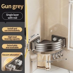 No Drill Suction Cup Kitchen Rack Wall Mount Spice Storage Shelf for Countertop