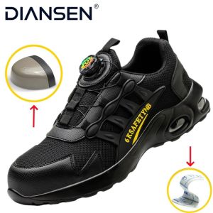 Rotating Button Safety Shoes Men Anti-smash Anti-puncture Work Shoes Fashion Men Sport Shoes Security Protective Sneakers