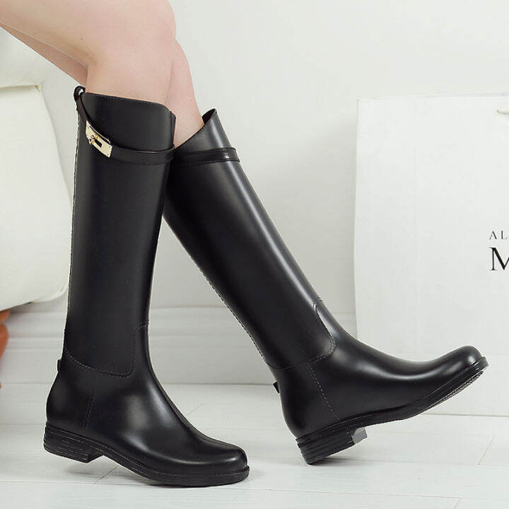 Womens knee high hot sale rubber boots