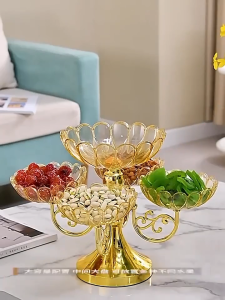 Rotating Multi-Layer Fruit Plate with Nordic Pattern for Kitchen