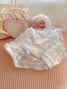 Pure Cotton Ladies Underwear Sweet Girl Polka Dot Embroidery Comfortable Breathable Youth Triangle Panties Sea Salt Peach