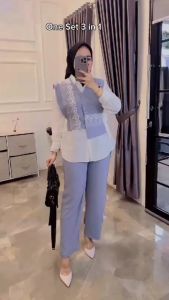 Lanaya Set 2in1 Bahan Crinkle Setelan celana terbaru 2025 Baju setelan wanita dewasa Oneset Celana