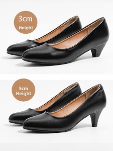 Flight Attendant Commuter Low Heel Wide Heel Black Leather Shoes