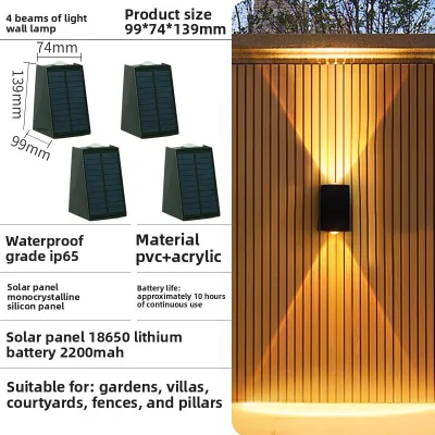 Solar Outdoor Waterproof Wall Light for Garden and Courtyard