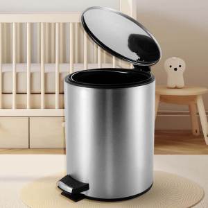 Stainless Steel Step On Trash Can with Lid Indoor Waste Bin
