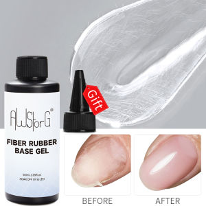 AWStorG 50ml Fiber Rubber Base Gel Upgrade Broken Nail Repaired Fiberglass Clear Quick Building Soak Off UV Construction Gel