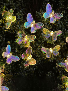 Solar Powered Butterfly String Lights Garden Landscape Decorations Atmosphere Arrangement Colorful Lights for Courtyard Camping And Restaurants