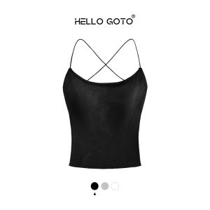 Hello Goto | Halter Strap Cross-Back Padded Top Bodysuit