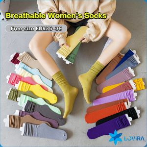LoviRa Womens Socks Pure Color Breathable Feet Calf Socks Fashion Medium Tube Socks