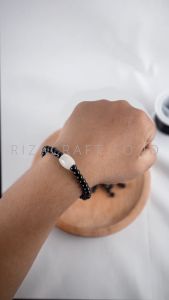 Gelang Terapi Kesehatan Batu Akik Giok Hijau Burma mix Black Onyx Hitam ASLI Natural ORIGINAL Pria Wanita