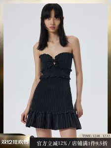 Showroomplus Retro High-End Sensation Small Audience Strapless Dress Womens Slim Fit Heavy Work Skirt Short Sleeve Cotton Blend