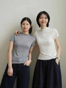 Lanxim Tianli Wool Ladies Slim Fit Short Sleeve round Neck Pure Color T-Shirt Summer Style Soft Touch Thin Wool Blend Tee