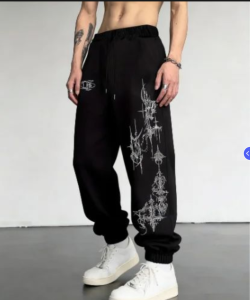 Mens Casual Sports Joggers | Spiked Cross Print | Drawstring Cuffed | S-3XL | Daily Wear