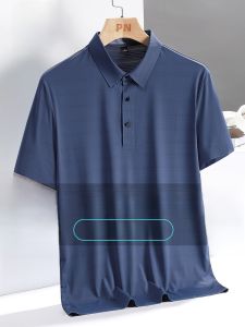 ROMON | Lomond Mens Ice Silk Polo Shirt Summer Thin Casual Mid-aged Dad Business Leisure Mesh Quick-dry T-shirt Fashionable Urban Style
