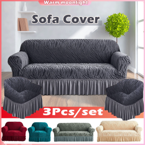 Sofa Cover Set of 3 Pcs Seat Cover With Skirt 3 Seater and 2 Single Set