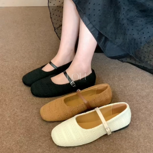 LOEI Chatrin Knit Strap Shoes - Sepatu Flat Rajut Wanita Look Manis & Feminim 7314