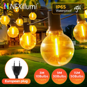 G40 LED Globe String Lights Outdoor 3M/9M/15M IP65 Plastic Bulbs Balcony Garland Fairy Lamps for Wedding Christmas Party Deco