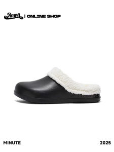 AMNN Derby Head Cotton Slippers for Men Winter Anti-slip Casual Couple Mules Lightweight Flat Heel Daily Wear EVA Slippers