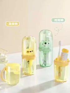Sincecu Toothbrush Cup Portable Toothbrush Holder Toothpaste Case Storage Box Cartoon Bear Creative Travel Wash 2 in 1