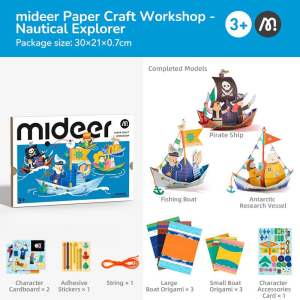 🌟 MIDEER ORIGAMI 🌟 PAPER CRAFT WORKSHOP Children Kids Educational Toy Activity Folding Gifts Car Boat Windmill Plane