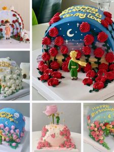 Mô Hình Bánh Sinh Nhật Nhựa Realistic Rose Prince Window Display Bánh Trang Trí Nhà Phụ Kiện Hoa Quả Mô Phỏng Bánh Sinh Nhật