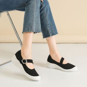 Casual Knitwear One-Piece Shoe Womens Comfortable Airy Sole Thick Bottom Slope Shoe for Daily Wear Summer 2014 Fabric Upper Round Toe